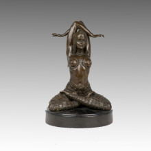 Восточные виды спорта Бронзовая скульптура Йога девушки Декор латунная статуя Tpm-080